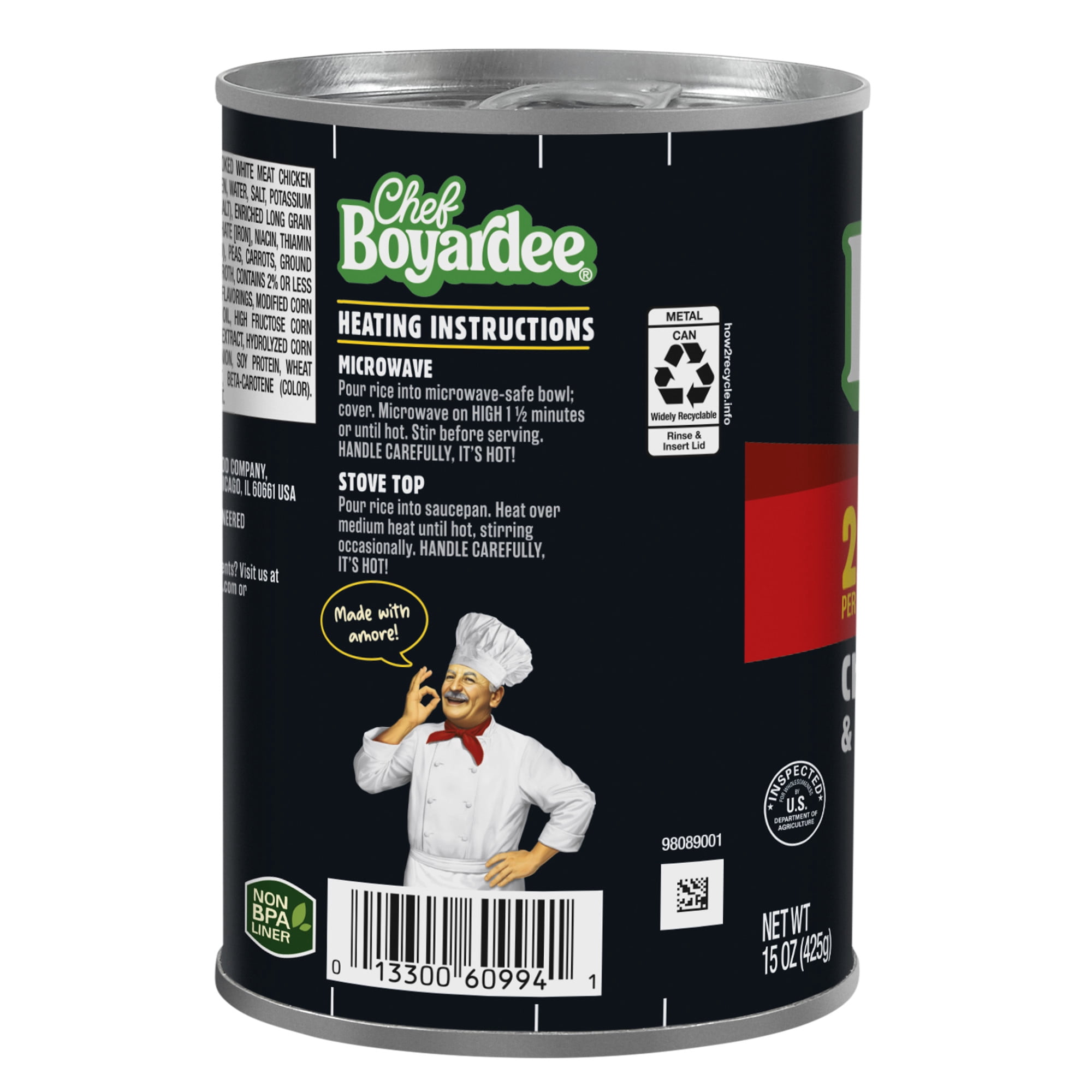 (6 pack) Chef Boyardee Protein Chicken & Rice, 15 oz Can