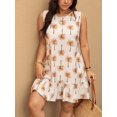 thumbnail image 2 of Plus Size Women Summer Casual Printed Short Camisole Dress Vacation Brown Sundress Floral Mini Dress, 2 of 10