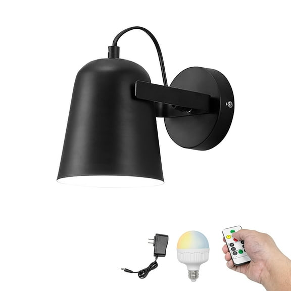 Kiven Battery Operated Wall Sconces 1-Light,Modern Wall Lights with Rechargeable Bulb,Dimmable Wall Lighting Fixtures for Painting Bedside Vanity Desk, Black Finish