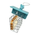 thumbnail image 5 of Yatlte Squirrel Proof Bird Feeder, Hanging Suet Holder with Metal Roof and Platform Outside, Cake Suet Feeder Rainproof Suet Cage for Oriole Hummingbird Chickadee Nuthatch, 5 of 7