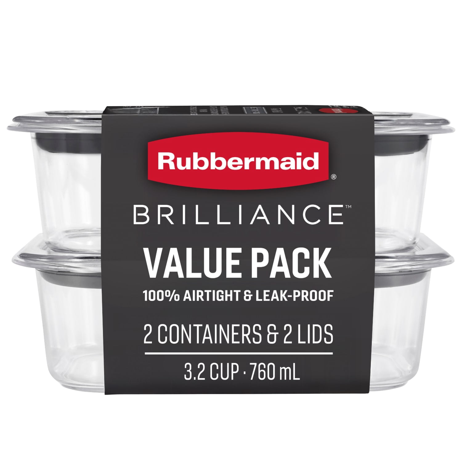 (8 pack) Rubbermaid 3.2 Cup Brilliance Stain-Proof Food Storage Container, Set of 2