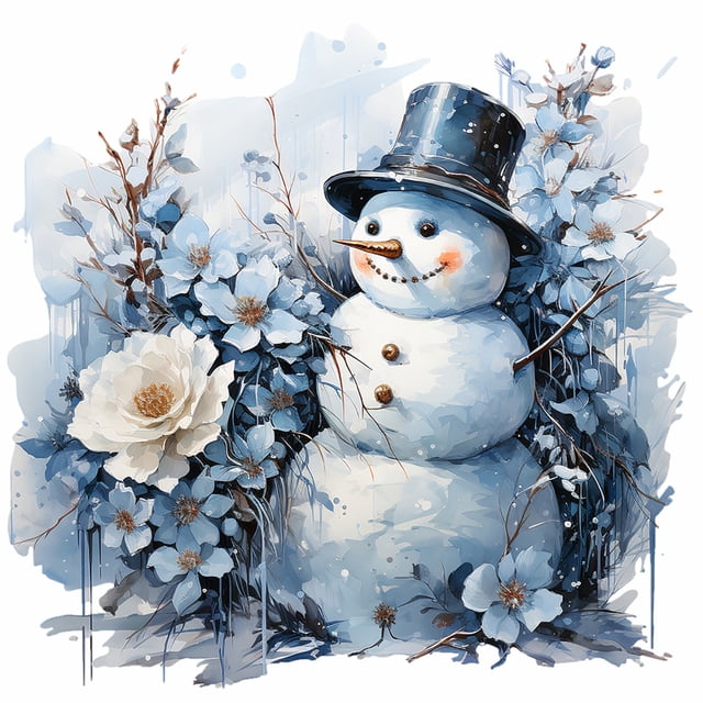 Pintura diamantes JShteea Serie Dibujos Animados Muñeco Nieve Invierno 30*30CM