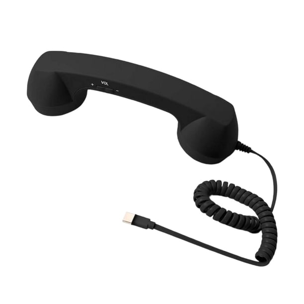 Auricular de teléfono retro, receptor de teléfono para teléfono móvil, todos los smartphones, reuniones negro