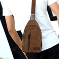 thumbnail image 1 of Bolso bandolera para hombre, de lona, de 30 x 17 x 5 cm, con correa ajustable y múltiples bolsillos para tener las manos libres. Ideal para deportes al aire libre, viajes y uso diario., 1 of 9