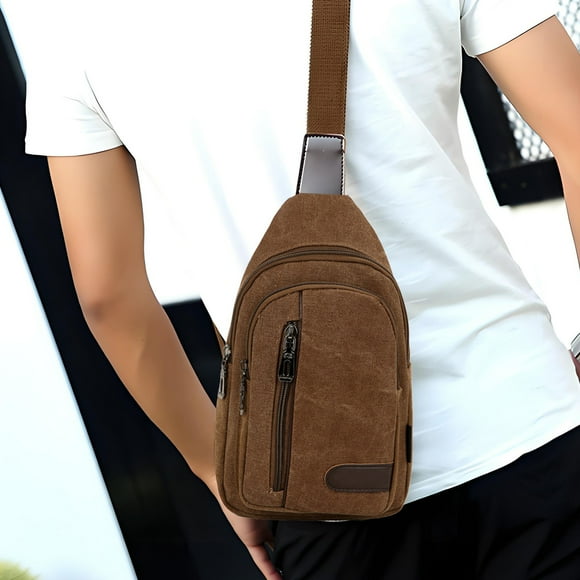 Men's Chest Bag Casual Sports Singles Shoulder Canvas Bag Construction Sites Work Wear Resistants Crossbody Bag Feature: Color: B-lack,Blue,Coffee,Khaki,Green Product size: