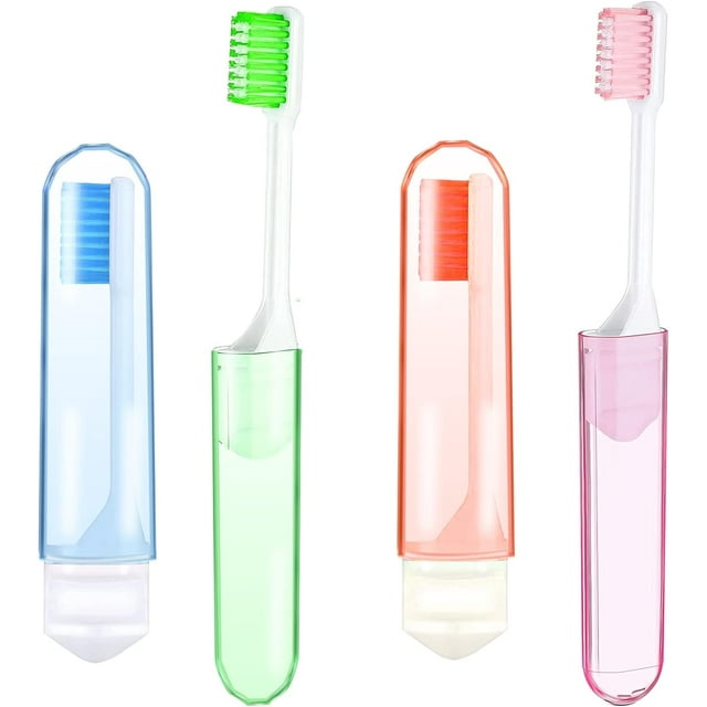 HSHDLDF 4 Pcs Portable Toothbrush Set Travel Folding Toothbrush Mini Toothbrush Small Portable Toothbrush Firm Toothbrushes Foldable Toothbrushes Camping Toothbrush For Camping Traveling Adults Kids