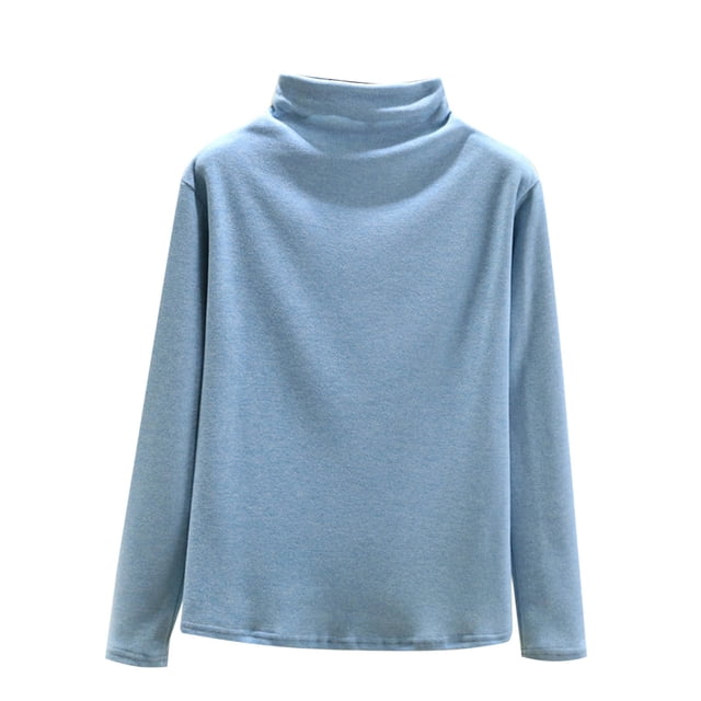 Plebaso Col Roulé Manches Longues Chemises Femmes Coton Pull Bas Tops Décontractés Amples sous-Vêtements de Printemps