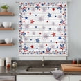 thumbnail image 4 of Independence Day Semi Sheer Curtains Drapes for Living Room, Bedroom, French Doors Window 96 Inches Long, Red Blue Star Firework Wooden Grain Rod Pocket Chiffon Curtain Drapery Voile Draperies Panel, 4 of 8