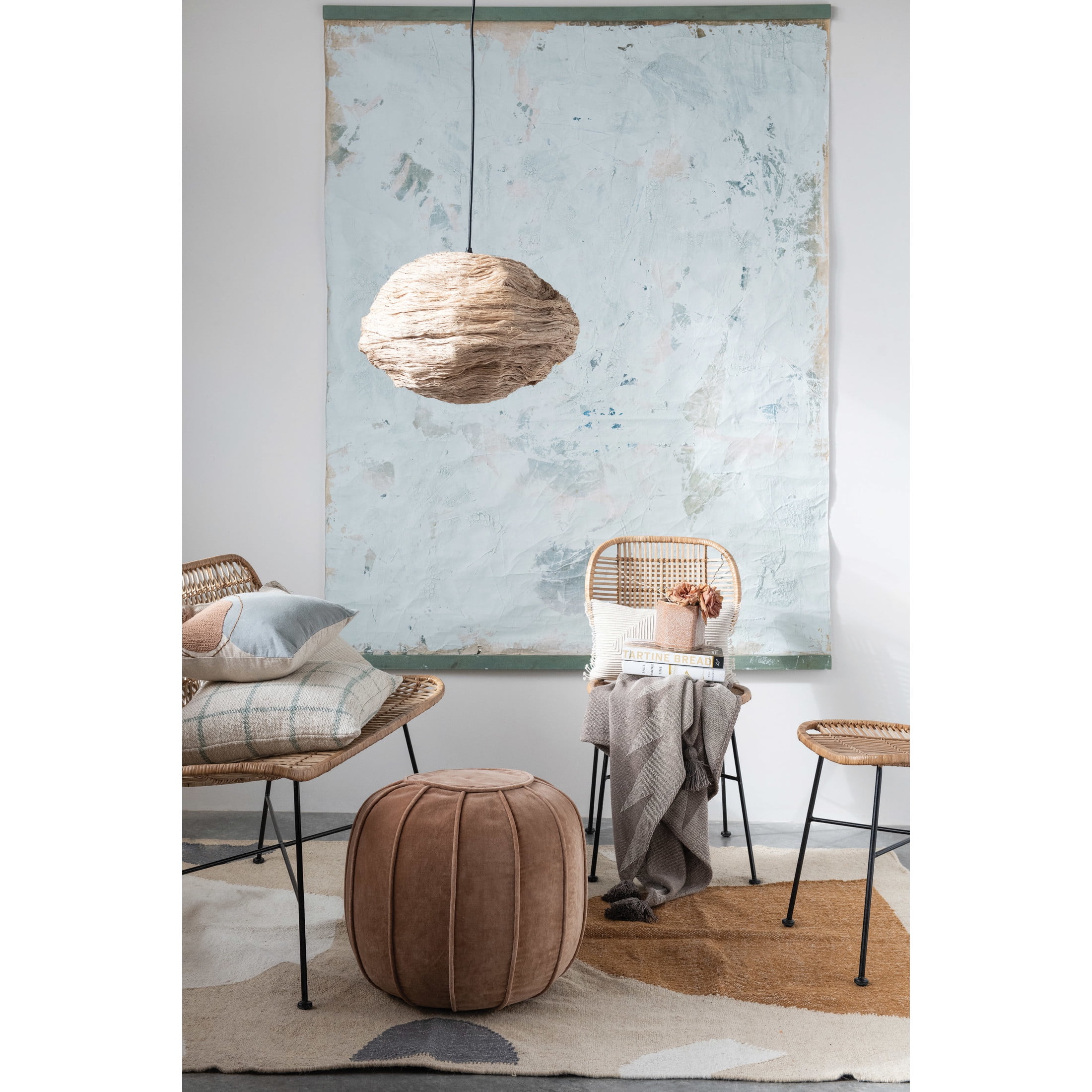 Creative Co-Op Creative Co-Op Collapsible Organic Banana Fiber Ceiling Light, Natural