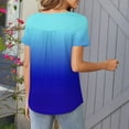 thumbnail image 6 of Save On Women's Gradient T Shirts Front Pleated Tops Scooped Neck Button-Up Tunic Top Loose Causal Short Sleeve Shirt Hiking Going Out Blouses, 6 of 6