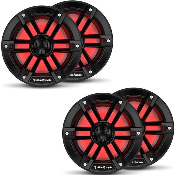 Rockford Fosgate 2 Pair M1-65B M1 Series 6.5” Color Optix Marine 2-Way System- 75 Watts Rms, 300 Watts Peak, Black Grilles Included