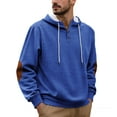 thumbnail image 3 of Eryao Men's Sherpa Lined Button Hoodie with Elbow Patches Winter Warm Outdoor Drawstring Sweatshirts,Blue,XL, 3 of 10