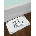 thumbnail image 2 of Swan Bath Mat, Digital Monochrome Stylized Swan Shaped Illustration with Curves and Heart Shape Fauna, Non-Slip Plush Mat Bathroom Kitchen Laundry Room Decor, 29.5 X 17.5 Inches, White Teal, Ambesonne, 2 of 2