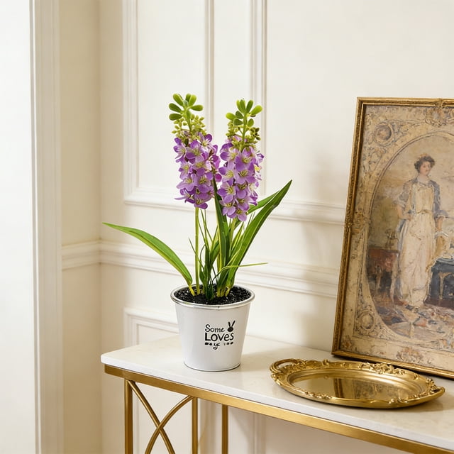 Hyacinth Bonsai Plastic Potted Plants Simulated Silk Flower Lifelike Home Decoration Suitable For Desktop Office And Wedding Centerpiece Decoration