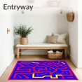thumbnail image 3 of ODIKA 2'x3' Machine Washable Non-Slip Area Rug, Pixel Maze Anime Inspired Interlocking Art High Traffic Rug, Blue, 699950, 3 of 7