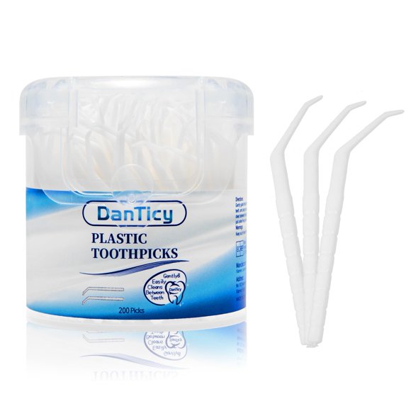 Palillos interdentales DanTicy de plástico curvo, 200 piezas