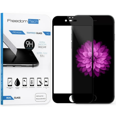 FREEDOMTECH Black For Apple iPhone 6 Plus and iPhone 6S Plus Brand New High Quality 9H Premium Real HD Tempered Glass Screen Protector LCD Protector Film For iPhone 6