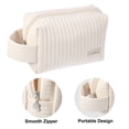 thumbnail image 3 of Unique Bargains Floral Makeup Bag Zipper Flower Cosmetic Pouch Beige, 3 of 7
