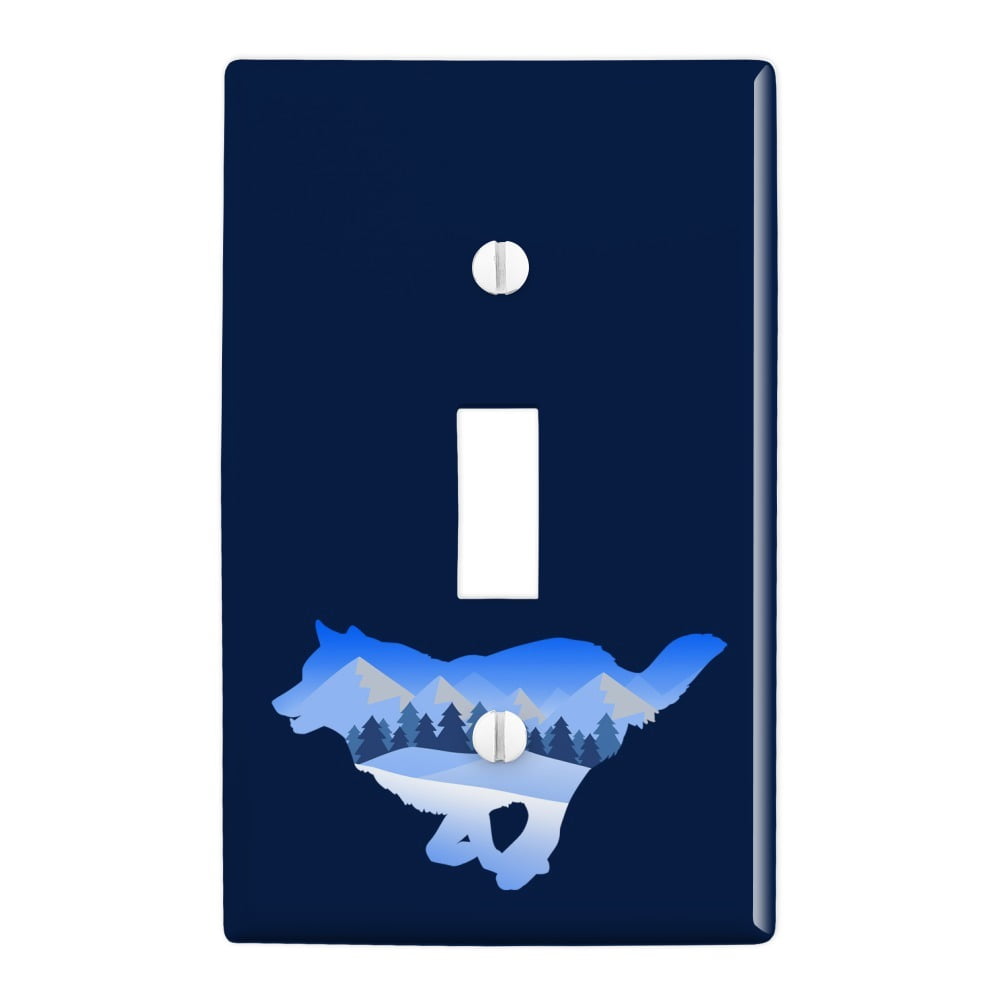 Wolf Silhouette Running Snow Scenery Plastic Wall Decor Toggle Light Switch Plate Cover Walmart Com Walmart Com