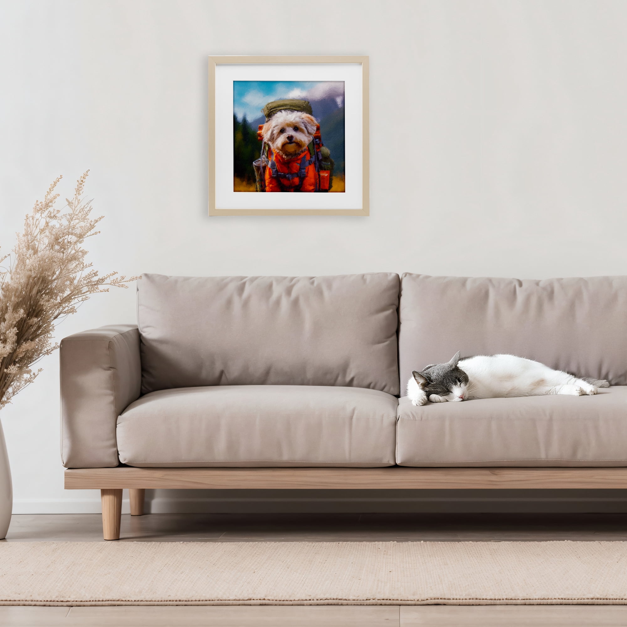 Stupell Industries Adventuring Hiker Dog Birch Framed Print Under Glass, design by Sean Parnell