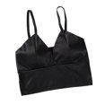 thumbnail image 3 of Sujetador sexy Mujer Chaleco pequeño Tubo sedoso Top Verano Cuello en V Ropa interior, Negro kenally AP001263-02B, 3 of 7
