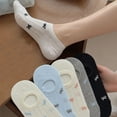 thumbnail image 2 of 5 Pairs Women's Bow Pattern Low Cut No Show Socks Breathable Mesh Knit Anti-Slip Design Multiple Color Options - 5 pairs-A, 2 of 7
