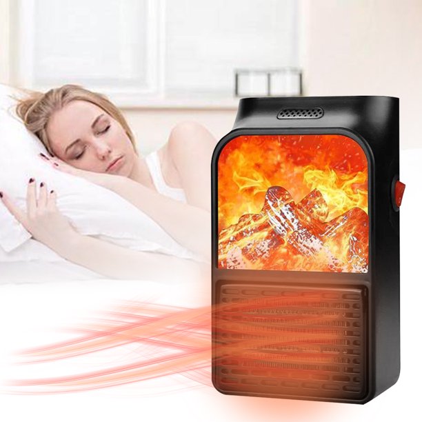 Calentador de chimenea eléctrico de llama 3D, calentador de manos de pies de 900W para dormitorio en casa de invierno