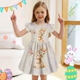 thumbnail image 2 of Easter Bunny Print Girls Dress Flutter Sleeve Party Dress For Toddler Baby Girl Floral Occasion Outfits Dresses, 2 of 4