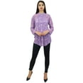 thumbnail image 2 of Phagun Women's Purple Floral Digital Printed Georgette Casual Tunic Top Wear-4, 2 of 8