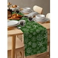 thumbnail image 6 of Green Snowflake Christmas Burlap-Cotton Table Runner 120 Inches Long,Xmas Snowflake Vintage Farmhouse Table Runners,Outdoor Dining Tablecloths Decor for Baby Shower Party Wedding 13x120, 6 of 9