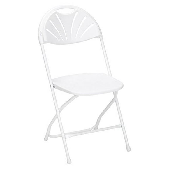 ZOWN Commercial 300 lb. Use Rate Heavy Duty, Injection Mold Fan Back Banquet Folding Chair with Comfortable Contoured Back, White, 8 Pack