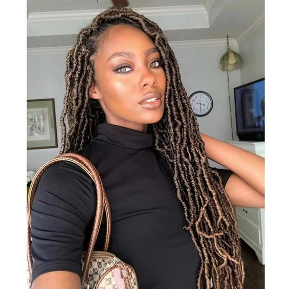22 Inch Soft Locs Crochet Hair Pre Looped 6 Packs Faux Locs Crochet Braids Curly Wavy Goddess Locs for Butterfly Locs Hair (22 Inch 6PACK 1B/27)