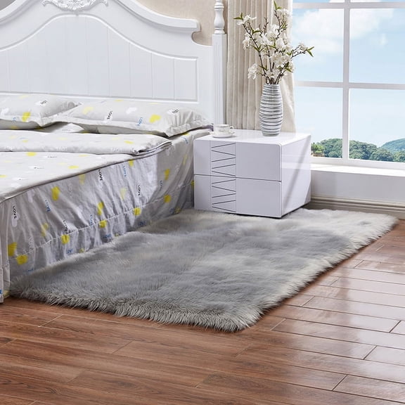 suxuMhao Fuzz Area Rug, 23.62×35.43IN Gray Washable Soft Plush Carpet for Bedroom Living Room, Rugs For Bedroom, Indoor Decor Dirt-resistant & Easy to Maintain Non-slip Rug, 1 Piece