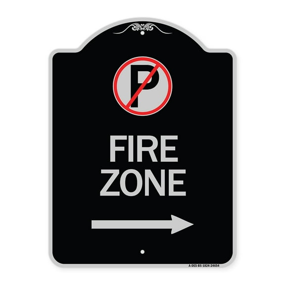 SignMission Designer Series Sign - (No Parking Symbol and Right Arrow) | Black & Silver 18" x 24" Heavy-Gauge Aluminum Architectural Sign | Protect Your Business & Municipality | Made