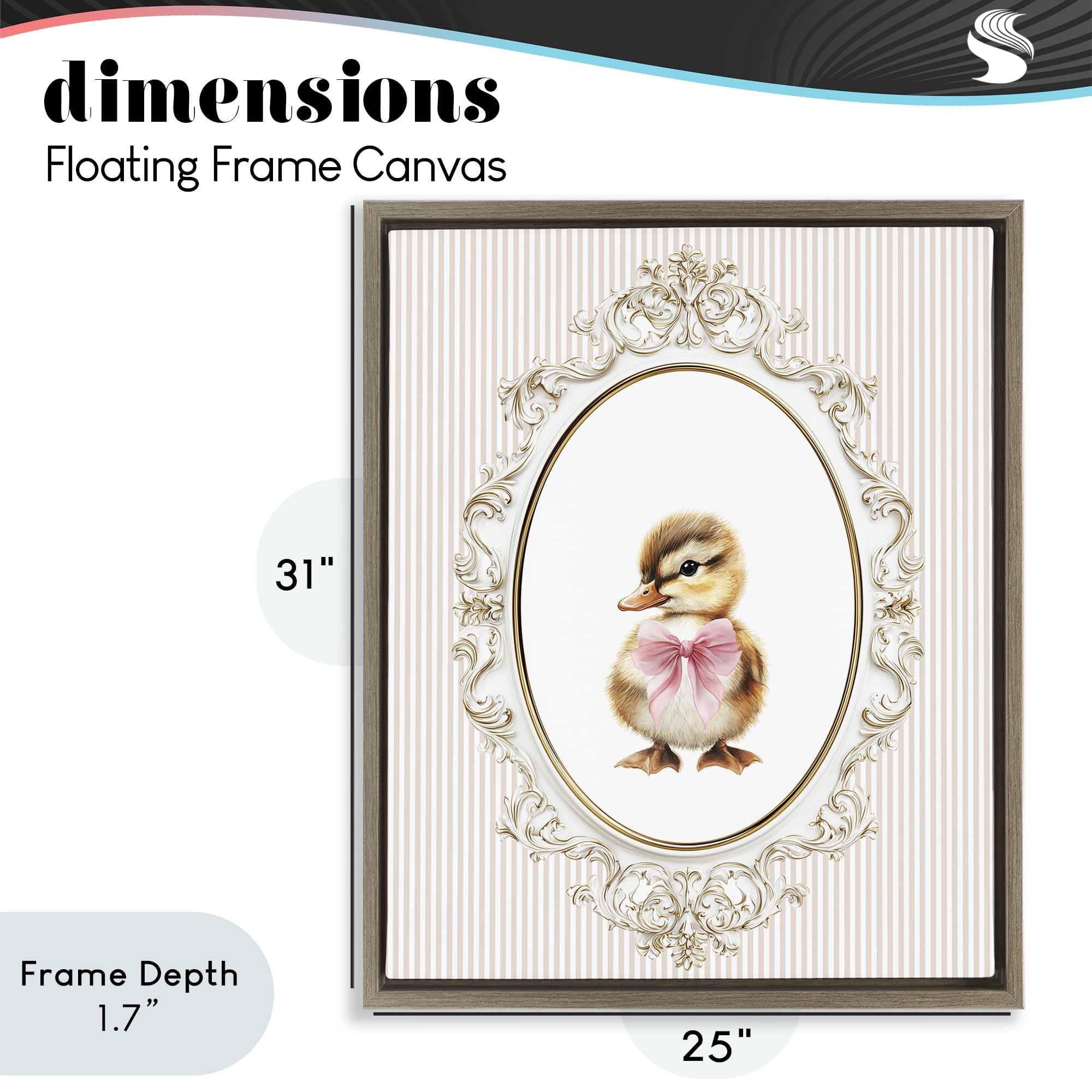 Stupell Industries Spring Gingham Baby Duck Brown Framed Floater Canvas Wall Art, design by Christine Simpson Art
