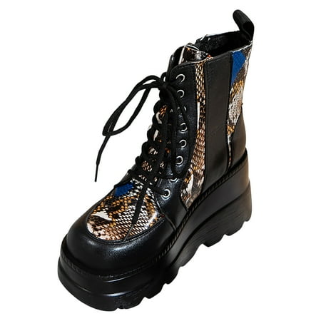 OJSFQUFP Winter Womens Boots 2024 Women s Autumn/Winter New Thick Bottom Lace Up Short Boots Work Shoes Women Business Casual Women Boots Red 41