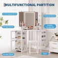 thumbnail image 5 of TROPOW Corner Vanity Desk and Stool, Corner Makeup Vanity with LED Lighted Mirror Charging Station and Cabinet for Bedroom,White, 5 of 6