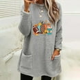 thumbnail image 2 of Ruimatai Womens Long Sleeves Ribbed Knit Tunic Shirts Crew Neck Tops Fit Blouses Women's Thanksgiving Day Round- Neck And Winter Loose Print Pocket Warm Long Sleeve Blouse Tops, 2 of 4