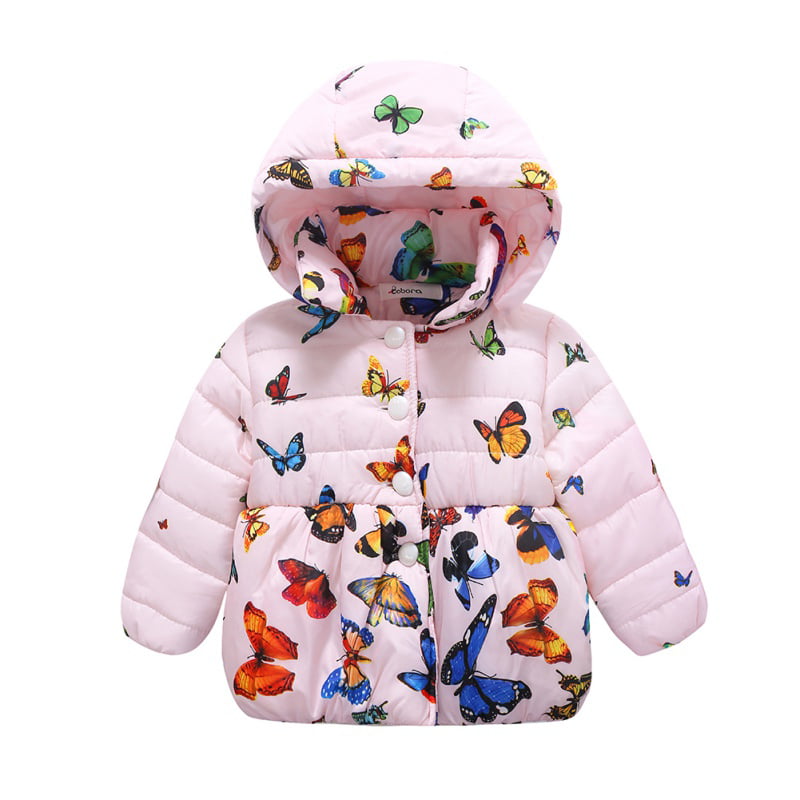 Clearance/Warm Coat for 3-8 Years Toddler Baby Girl Boy Floral Butterfly Winter Hooded Windproof Jacket Hoodie