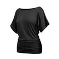 thumbnail image 3 of Weardear Womens Casual T Shirts Dolman Short Sleeve Shirts Boat Neck Ruched Tops Summer Lightweight Tops, 3 of 8
