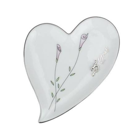 Roman 25th Silver Wedding Anniversary Heart Shaped Ring Holder #11082