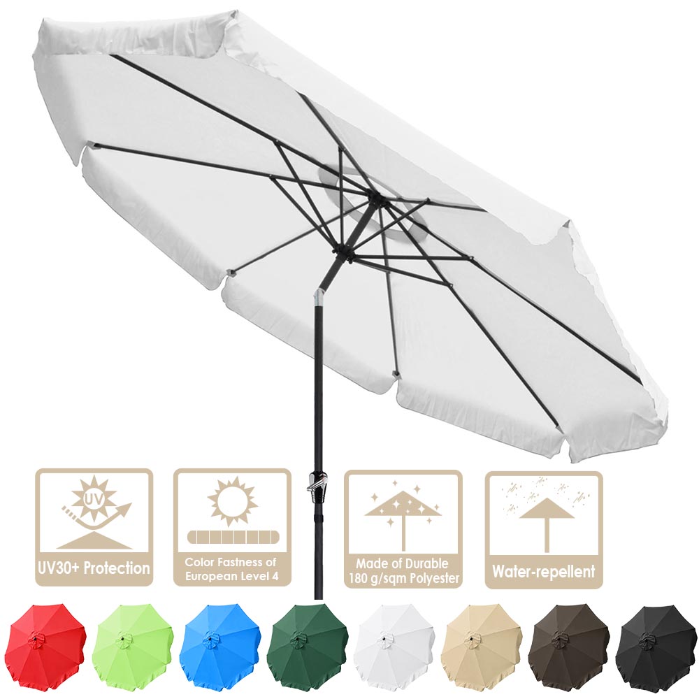 10 Ft Aluminum Outdoor Patio Umbrella W Valance Crank Tilt For Deck Market Yard