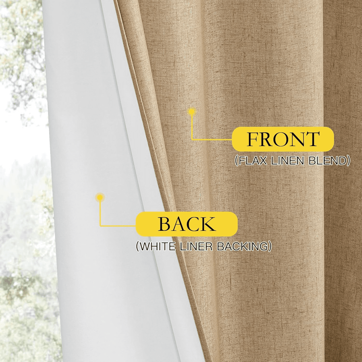 NICETOWN Short Blackout Curtains for Kitchen Thermal Insulated Back Tab/Rod Pocket Farmhouse Drapes, W52 x L63, Set of 2, Camel