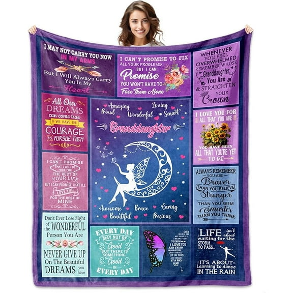 Granddaughter Gifts from Grandma, Granddaughter Blanket 60"x50", Gift for Granddaughters from Grandpa, to My Granddaughters Throw Blanket for Graduation Mother's Day Birthday Christmas