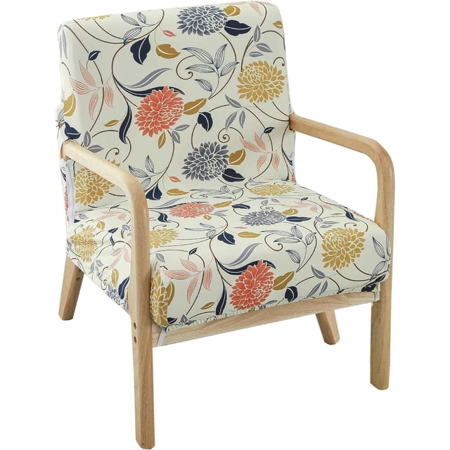 Housse de Chaise Moderne Mi-Siècle Imprimée Extensible pour Fauteuil de Lecture Housses de Chaise de Salon (Fleur)