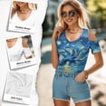 thumbnail image 5 of POLERO Starry Night Octopus Print Women Cold Shoulder Summer Tees V Neck T-Shirts Sexy Tops Spring Travel Work Shopping Beach Hawaii Tunic 2XL, 5 of 8