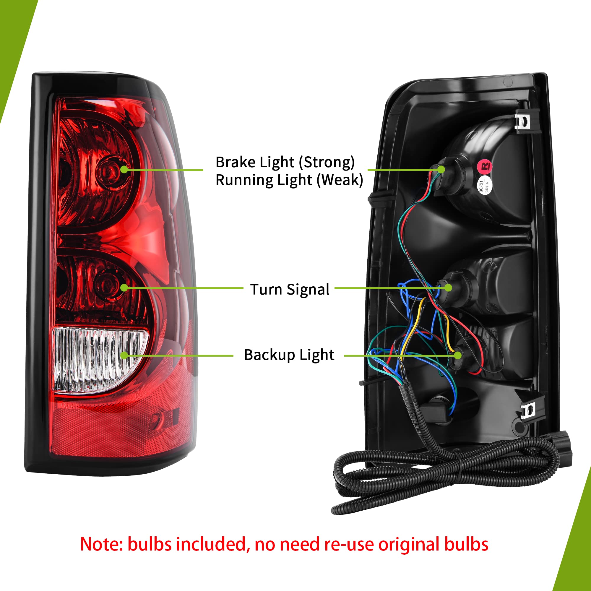 RVNI Red Tail Lights For 2003 - 2006 Chevy Silverado 1500 2500 3500 HD Brake Lamps