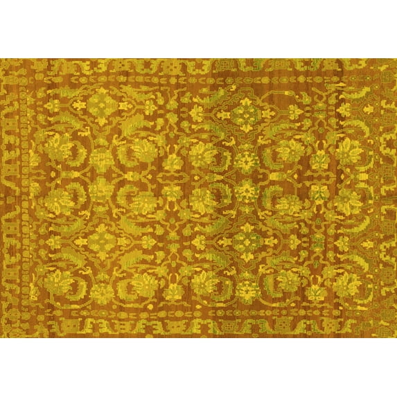 Ahgly Company Indoor Rectangle Abstract Yellow Modern Area Rugs, 8' x 10'