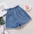 thumbnail image 6 of Zulora Women's Casual Denim Shorts - Solid High Waist Ruffle Elastic Waistband Pocketed Pants for Daily Wear​, 6 of 6