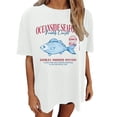 thumbnail image 2 of FASHOFT Beach Graphic Tees for Womens Retro Summer Party Oversized Tshirts Tropical Vacation Tee Tops White L, 2 of 3